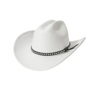Chapeau de soleil vintage pour homme et femme à large bord plat Western pour randonnée, camping, pêche, voyage, activités de plein air, Halloween, blanc, Taille unique