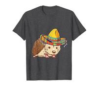 Chapeau de Sombrero Mexicain Hérisson Cinco De Mayo T-Shirt, Homme, Chiné Foncé, 6XL