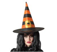 Chapeau de sorcière à rayures orange et noir Taille unique