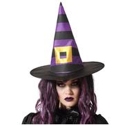 Chapeau de sorcière à rayures violet et noir Taille unique