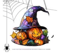 Chapeau de Sorcière Attrape-Soleil Halloween | Décor Fenêtre à Effet Vitrail Halloween | Décoration Festive Saisonnière 2D pour Mur Salon Chambre Porche Événements à
