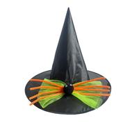 Chapeau de sorcière avec araignée déco soirée costume accessoire carnaval | Couvre-chef terrifiant avec araignée en pompon, voile en tulle et fils brillants pour déguisement, défilé et fête costumée