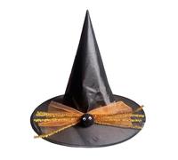 Chapeau de sorcière avec araignée déco soirée costume accessoire carnaval | Couvre-chef terrifiant avec araignée en pompon, voile en tulle et fils brillants pour déguisement, défilé et fête costumée