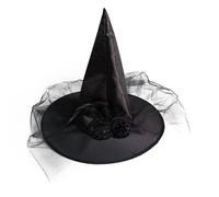 Chapeau De Sorcière Avec Maille En Dentelle, Rose Et Plume, Accessoires De Costume Créatifs D'halloween Pour Fête De Festival, Mascarade Pr, Vente