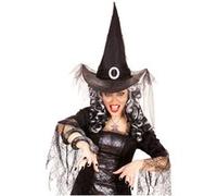 Chapeau Sorcière Noir Femme Halloween, Noir