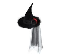 Chapeau de sorcière baroque pour Halloween, chapeau de fête avec bordure en dentelle, chapeau de sorcière plissé, chapeau de sorcière unisexe