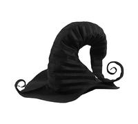 Chapeau de sorcière bouclé pour homme et femme - Couleur unie - Noir - Taille unique
