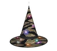 Chapeau de sorcière camouflage à rayures tigre - Accessoires de costume d'Halloween pour fête, bal masqué et robe de cosplay pour femme - Casquette lumineuse LED