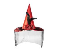 Chapeau de sorcière | Chapeau de costume de sorcière avec demi-voile et - Accessoire de costume d'Halloween pour vacances, cosplay, événement, rassemblement gothique, école, jeu