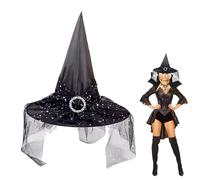 Chapeau De Sorcière - Chapeau De Sorcier Pointu | Sorcière Vintage HAIT | Casquette De L'assistant En Dentelle Avec Voiles Adaptés Aux Costumes D'Halloween, Aux Fêtes De Cosplay, Aux Événements Sur Le