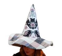 Chapeau de Sorcière | Chapeau de Sorcière Matelassé Art Populaire Halloween - Accessoire Déguisement Décoratif pour Femmes Spectacle,Spectacles Jeu de Rôle Anniversaire Noël Événements à Thèm