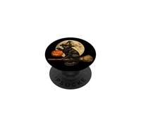 Chapeau de sorcière Chat Jack O Lantern Citrouille Pleine Lune Balai PopSockets PopGrip Adhésif