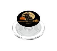 Chapeau de sorcière Chat Jack O Lantern Citrouille Pleine Lune Balai PopSockets PopGrip pour MagSafe