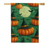 Chapeau de sorcière citrouille d'Halloween, drapeau de jardin, décoration orange et noire pour festival d'automne, bannière double face en toile de jute pour décoration de pelouse extérieure, 71 x 101