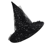 Chapeau de sorcière cool avec étoile en tulle pour femmes, hommes, adolescents pour fête d'Halloween, dentelle transparente, rétro, sorcier, cosplay, chapeaux d'Halloween en vrac
