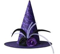 Chapeau de sorcière cool avec voile et fleur en dentelle pour femmes, hommes, adolescents, fête d'Halloween, cosplay
