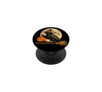 Chapeau de sorcière Corbeau Jack O Lanterne Citrouille Lune Balai PopSockets PopGrip Adhésif
