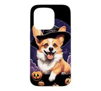Chapeau de sorcière Corgi Citrouilles Costume d'halloween Coque pour iPhone 15 Pro