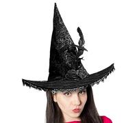 Chapeau de sorcière, costume d'Halloween, chapeau de sorcière avec bord en dentelle, costume de sorcière d'Halloween, accessoire de costume de sorcière d'Halloween pour femme