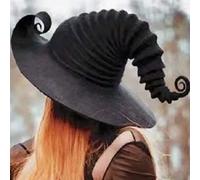 Chapeau de sorcière coudé tendance - Grand chapeau de sorcière froncé pour Halloween - Pour adultes et enfants - Festivals - Accessoire de costume de magicien violet avec étoiles - Cape d'Halloween