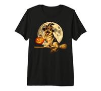 Chapeau de sorcière de Berger Allemand Jack O Lantern Moon Balai T-Shirt Haut de Gamme