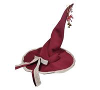 Chapeau de sorcière décoratif pour sapin de Noël - Long chapeau de sorcière avec nœud papillon - Léger et luxueux - Avec pendentif cloche d'élan