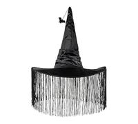 Chapeau de sorcière d'Halloween à franges froncé avec araignée