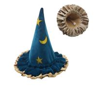 Chapeau de sorcière d'Halloween à large bord, étoile bleue, pointe | Chapeau de sorcière à large bord, Sorcier Spire, chapeau de sorcière pour Halloween, costume de fête, accessoire quotidien
