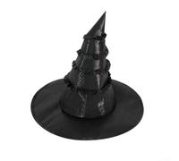 Chapeau de sorcière d'Halloween avec bord surdimensionné et détails en dentelle, avec fil pour l'ajustement de la forme et le style