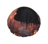 Chapeau de sorcière d'Halloween avec imprimé flamant rose - Couvre-cheveux réutilisable double couche imperméable pour femme
