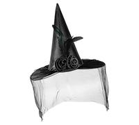 Chapeau de sorcière d'Halloween, chapeau de costume de sorcière avec demi-voile et | Couvre-chef d'Halloween pour défilé de vacances, mariage, festival, maison hantée