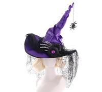 Chapeau de sorcière d'Halloween, chapeau gothique en dentelle pointue | Chapeau de sorcière araignée d'Halloween pour adultes | Pour bal, bal masqué, événement, décorations de fête, extérieur