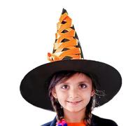 Chapeau de sorcière d'Halloween pour filles | Accessoires de conte de fées pour Halloween, déguisement de sorcière, chapeau de tête de mort et balai en ruban pour fête à thème, fête costumée, défilé