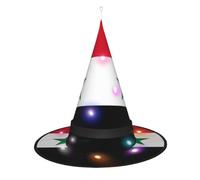 Chapeau de sorcière Drapeau de la République arabe syrienne - Accessoires de costume d'Halloween pour fête, bal masqué et robe de cosplay pour femme - Casquette lumineuse LED