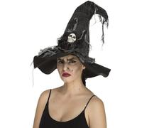 Chapeau De Sorcière Effet Usé Avec Tête De Mort (Taille Unique) Multicolore