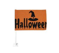 Chapeau de sorcière effrayant pour Halloween - Drapeau de voiture - Clip pour fenêtre extérieure - 30 x 45 cm - Décoration de voiture double face