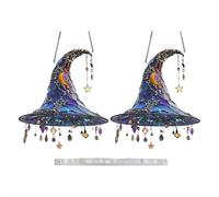 Chapeau de sorcière en acrylique pour fenêtre d'Halloween, chapeau de sorcière d'Halloween, l'attrape-soleil qui projette de la lumière sur votre magie intérieure, décoration attrape-soleil à