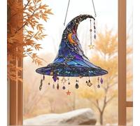 Chapeau de sorcière en acrylique pour fenêtre d'Halloween, chapeau de sorcière d'Halloween, l'attrape-soleil qui projette de la lumière sur votre magie intérieure, décoration attrape-soleil à