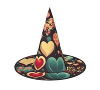 Chapeau de sorcière en forme de cœur avec fleur écrasée pour Halloween, accessoire de jeu de scène