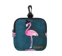 Chapeau de sorcière en forme de flamant rose pour Halloween, pochette carrée à fermeture éclair avec impression intégrale, tissu en caoutchouc imperméable, petit sac de rangement léger et durable pour