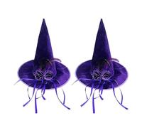 Chapeau de sorcière en velours doux pointu avec bordure florale Accessoires d'Halloween Chapeau de sorcière