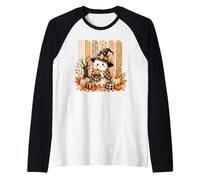 Chapeau de sorcière fantôme Kawaii - Citrouilles d'automne - Saison effrayante Manche Raglan