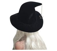 Chapeau de Sorciere Femme Halloween, Déguisement de Cosplay,Chapeaux de sorcière pliable à large bord, Chapeau de magicien pour adulte avec pendentif étoile, Accessoires pour Fêtes Halloween,Carnaval