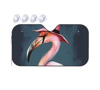 Chapeau de sorcière flamant rose d'Halloween pour pare-brise de voiture, pare-soleil pliable pour fenêtre avant de voiture, pare-soleil pour soleil, chaleur et rayons UV, protection automatique du