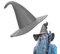 Chapeau de Sorcière Gris Chapeau de Sorcier Adulte Casquette à Large Bord Accessoires pour Carnaval Halloween Cosplay