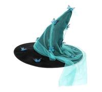 Chapeau de Sorcière Halloween en Tulle Avec Décor Papillon Pour Adulte | Chapeau Pointu à Volants en Velours,Accessoire de Déguisement pour Fête,Carnaval,Soirée Costumée,Décoration d'Halloween