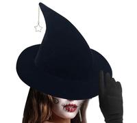 Chapeau de Sorcière Halloween pour Adultes - Chapeau à Large Bord avec Pendentif Étoile | Chapeaux de Costume pour Femmes, Déguisement Carnaval, Festival des Fantômes, Fête d’Halloween, Accessoire Cla