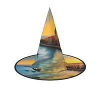 Chapeau de sorcière Halloween Sunset in Barcelona pour adultes - Chapeau de fête pour bal masqué, carnaval, cosplay - Corne pointue décorative