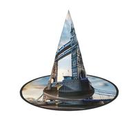 Chapeau de sorcière historique avec imprimé Old Tower Bridge de Londres, unisexe, pour les fêtes, Noël, les carnavals et le cosplay