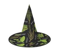 Chapeau de sorcière imprimé basilic thym aneth et romarin chapeau de sorcière chapeaux d'Halloween femmes adultes magicien homme costume cosplay accessoire de fête - 1 pièce